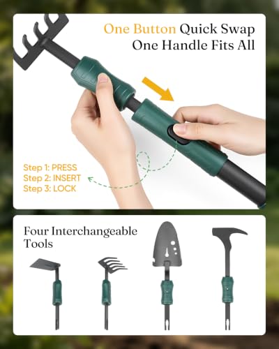 Grenebo Gardening Tool Gift Set, 4 Hand Tools with Case, Brown - color: Brown