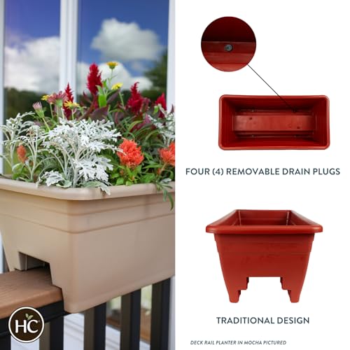 The HC Companies Deck Rail Deck Rail Planter Box, 24 Inch, Clay, 1-Pack - color: Clay
