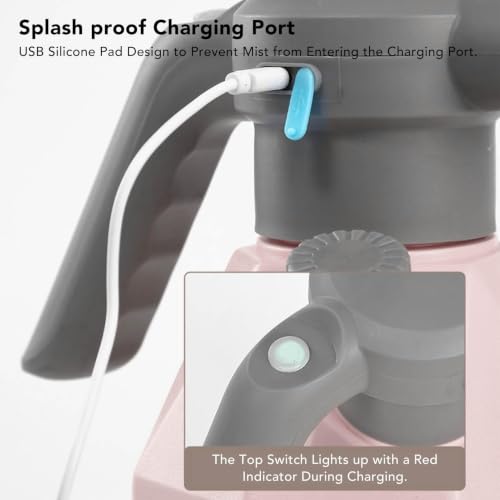 Electric Spray Bottle 3L, Rechargeable Plant Mister with Rotating Nozzle (with Swivel Nozzle) - color: Pink, size: with Swivel Nozzle