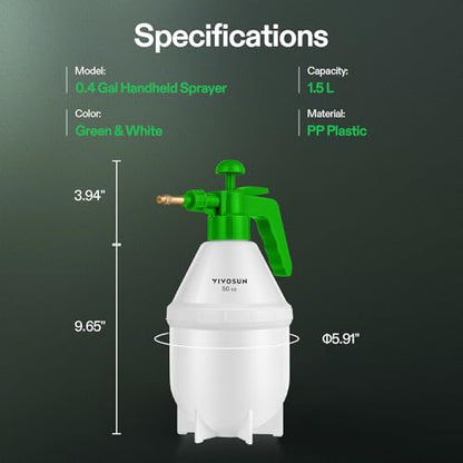 VIVOSUN 50oz Pump Sprayer, Handheld Garden Water Sprayer Bottle - color: Green, size: 50oz
