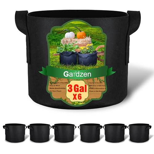 Gardzen 6-Pack 3 Gallon Grow Bags Fabric Pots with Heavy Duty Handles - size: 3 Gallons