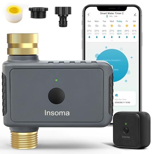 Insoma WiFi Hose Timer - Brass Inlet & Outlet, Voice/App Control Sprinkler Timers with Rain Delay/Manual/Auto Mode, Smart Water Timer for Garden/Lawn/Yard Work with Alexa & Google Home, Energy Saving - size: 1 Zone-WiFi-Brass Value
