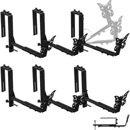 HFHOME Window Box Brackets, Adjustable Planter Box Brackets, Heavy Duty Flower Railing Planter Bracket for Balcony, with Enhanced Bottom Support, Perfect for Deck, Fence and Garden - Black (6 Pack) - color: 6 Pcs - Black
