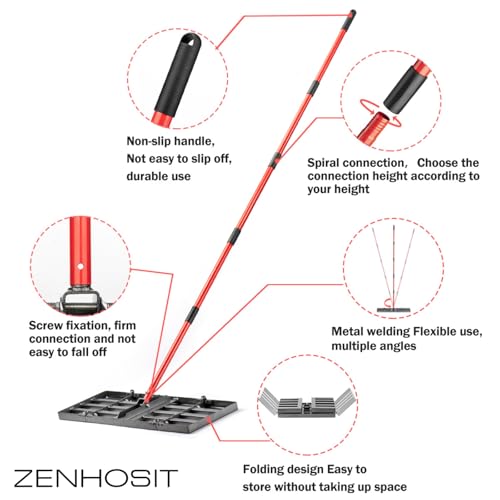 Zenhosit Lawn Leveling Rake - Lawn Leveler with 78" Adjustable Steel Handle, 30"x10" Ground Plate for Yard, Grass, Level Soil, Dirt Ground or Golf Field