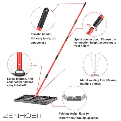 Zenhosit Lawn Leveling Rake - Lawn Leveler with 78" Adjustable Steel Handle, 30"x10" Ground Plate for Yard, Grass, Level Soil, Dirt Ground or Golf Field