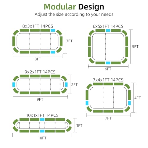 6-in-1 Modular Raised Garden Bed-8x3x1ft Adjustable 6 Sizes - color: Green, size: 8×3×1FT