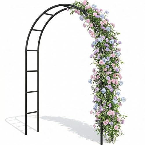 Galvanized Metal Arbor,4.6 Feet Wide x7.6 Feet High Heavy Duty Garden Arch Trellis, Rust-Resistant Metal Arbor for Climbing Plants Roses Vines, Outdoor Wedding Bridal Party Decoration Archway