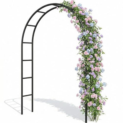 Galvanized Metal Arbor,4.6 Feet Wide x7.6 Feet High Heavy Duty Garden Arch Trellis, Rust-Resistant Metal Arbor for Climbing Plants Roses Vines, Outdoor Wedding Bridal Party Decoration Archway