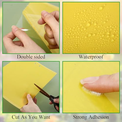 16 Set 7.8"x9.8" Dual-Sided Yellow Sticky Traps with Stakes Large Glue Traps for Flying Plant Insect Such as Fungus Gnats, Whiteflies, Aphids, Leafminers, etc, UV Resistant