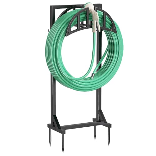 YQSLYSF Garden Hose Holder Stand, Water Hose Reel Storage Rack - color: Matte Black