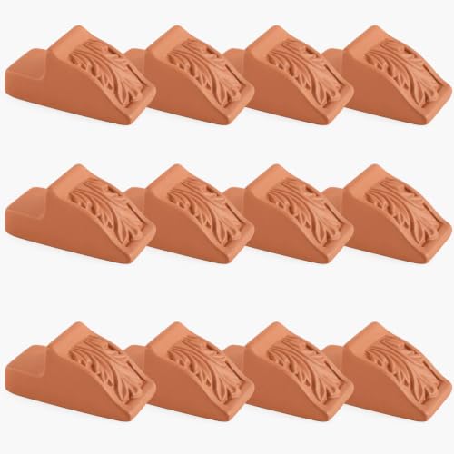 LemonRoad 12 Set Terra Cotta Cement Pot Feet for Outdoor Planters, Leaf - style: Leaf