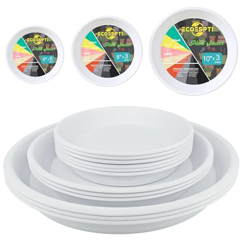 12Pcs Colourful Plant Saucer, 6 8 10 Inch Durable Plastic Plant Tray, Round Plant Pot Saucers, Drip Tray for Indoor and Outdoor Garden, White - color: White, size: 6"+8"+10"