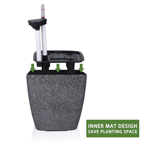 Dexceder 18x17 Self Watering Planter with Wheels (Stone Matte) - color: Stone, size: 18x17