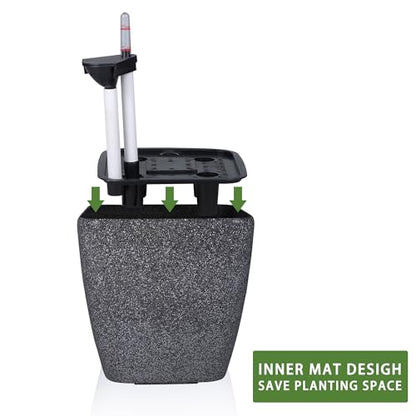 Dexceder 18x17 Self Watering Planter with Wheels (Stone Matte) - color: Stone, size: 18x17