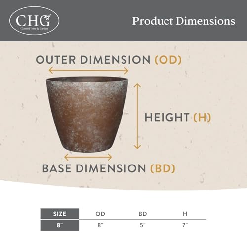 Vogue Planter Pots w/Pottery Quality Finish, 8” Weathered Copper - color: Weathered Copper