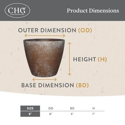 Vogue Planter Pots w/Pottery Quality Finish, 8” Weathered Copper - color: Weathered Copper