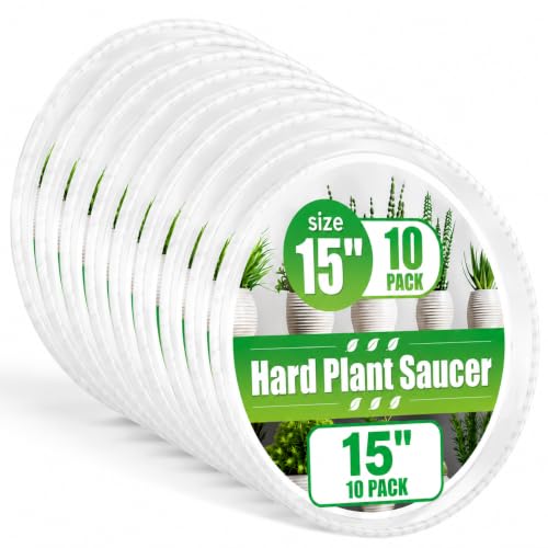 RooTrimmer 10 Pack 15 Inch Clear Plant Saucers, Thick Plastic Drip Trays - size: 15 inch