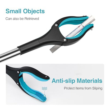 Grabber Reacher Tool 2-Pack, 32" Folding Reacher Grabber Pickup Tool with Magnets, Lightweight Grabbers for Seniors, Trash Grabber Tool with 90°Rotating Head - color: Light Blue