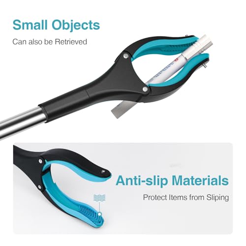 Grabber Reacher Tool 2-Pack, 32" Folding Reacher Grabber Pickup Tool with Magnets, Lightweight Grabbers for Seniors, Trash Grabber Tool with 90°Rotating Head - color: Light Blue