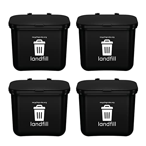 Hanging Wastebasket for Trash in Black, 4-Pack - size: Qty 4 Landfill Black