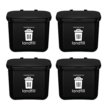 Hanging Wastebasket for Trash in Black, 4-Pack - size: Qty 4 Landfill Black