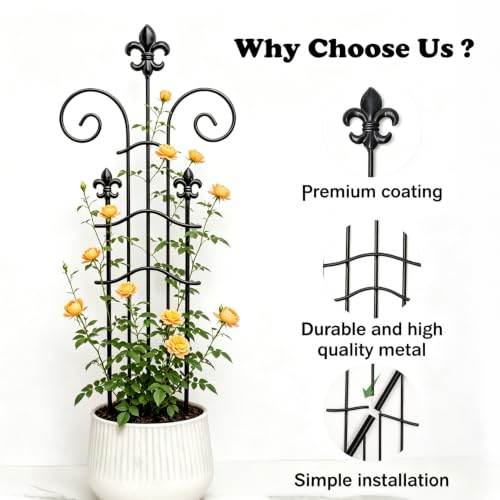 Small Metal Trellis for Potted Plants, 23.6" Sturdy Plant Support - size: 24"H