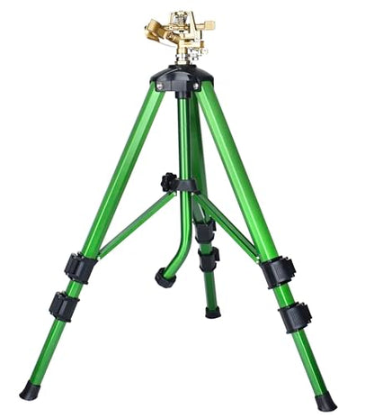 Tripod Sprinkler on Stand, Heavy Duty Impact Lawn Sprinkler 360° Coverage, Large Area Irrigation for Garden & Yard, Adjustable 16"-37" Height, Tripod Sprinkler System — 1-Pack CWS105201