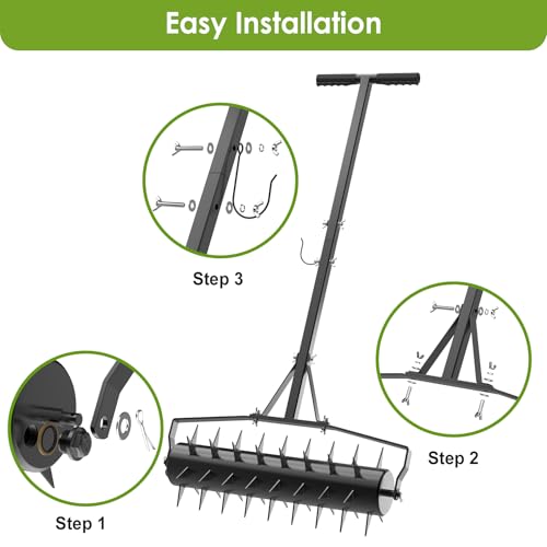 Seeutek 23Inch Rolling Lawn Aerator - Upgraded Heavy Duty Aerators - size: 23 Inch