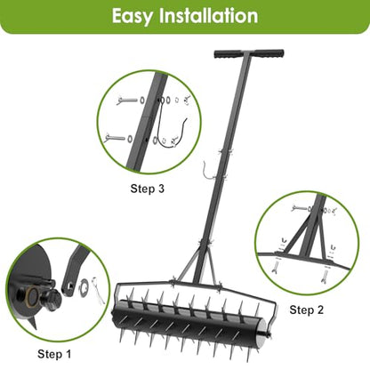 Seeutek 23Inch Rolling Lawn Aerator - Upgraded Heavy Duty Aerators - size: 23 Inch