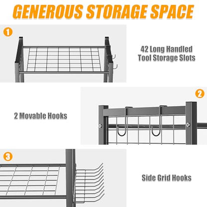 Ultrawall Garden Tool Organizer with Wheels, Yard Tool Storage Stand - size: Medium