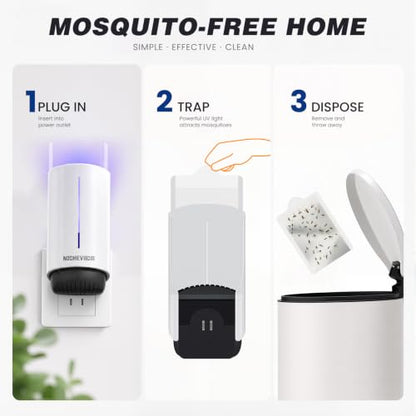 2 Plug-in Flying Insect Traps & 10 Refills, Effective Fly Trap for Indoor Use, Small Bug Catcher with Purple Light for Fruit Flies, Gnats, Moths and Mosquitoes