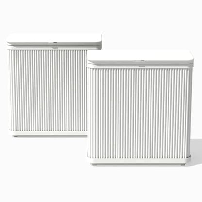 Veradek Tambour Waste Bin - Outdoor Trash Can with Dual Bag System - color: White, size: 25" L x 11.75" W x 26.5" H - 2 Pack