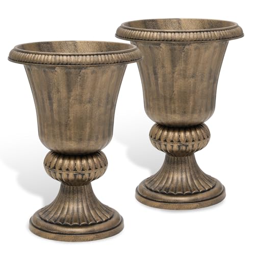 Athena Collection 20" Tall Urn Planters for Outdoor Plants, 2 Pack, Bronze - color: Bronze