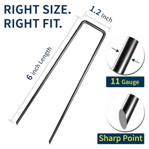 Mysit 6 Inch Landscape Staples 11 Gauge Heavy Duty U Shaped Garden Stakes