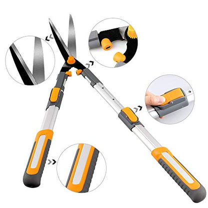 AIRAJ Telescopic Hedge Clippers & Shears,Extendable Hedge Clippers Heavy Duty,7.5" Sharp Pruning Shears,Garden Trimmers,Hand Loppers,Grass Clippers Shears Set,for Trimming Borders,Boxwood,and Bushes