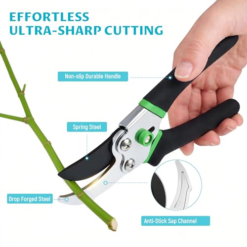 2-Pack Pruning Shears, 8.43" Bypass and 6.57" Straight