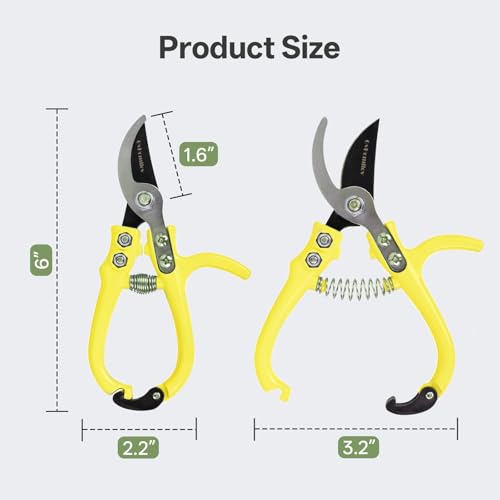 Q-Shaped Lightweight Gardening Pruning Shears for Plant & Tree Trimming - color: Yellow