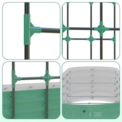 Galvanized Raised Garden Bed with 96" Vertical Arch Trellis, Green - color: Green