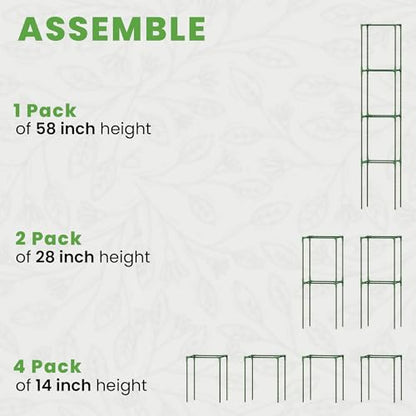 1 Pack 58" Square Tomato Cages for Garden - Large Tomato Trellis Stakes - size: 1 Pack, 58 Inches