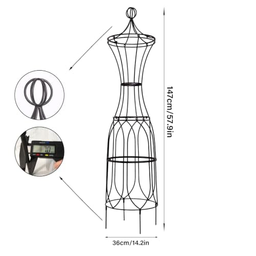 57.8" Heavy Duty Metal Obelisk Plant Support Outdoor Garden Trellis