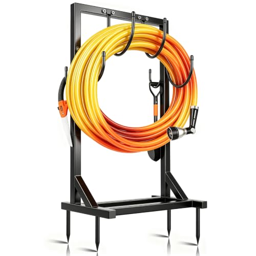 BOLITE Garden Hose Holder, Heavy Duty Freestanding Water Hose Holder, 150ft - color: Black