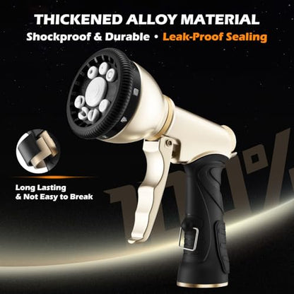Garden Hose Nozzles,Heavy Duty Metal 9 Spray Patterns Water Hose Sprayer - color: Gray