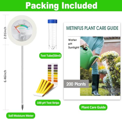 Soil Hygrometer Meter for Plants, Gardening Tool - Included 200+ Plants Care Guide, 80 pH Test Strips & Sample Tube, Soil Moisture Sensor for Indoor & Outdoor Use, No Battery Needed - color: Green