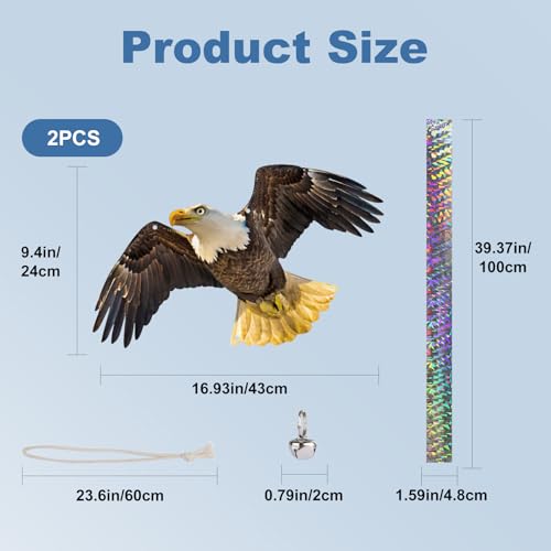 Flat Fake Hawk to Keep Away with Reflective Tape, 4Pcs Pigeon Scare Devices, Visual Hanging Owls to Scare Away from Woodpecker Porch Patio Balcony, Garden Owls to Scares Outdoor to Protect Yard - color: 2Pcs Black-1