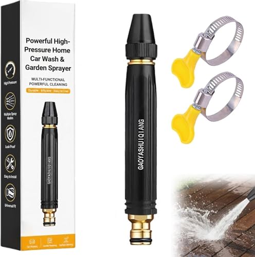 2026 High Pressure Car Wash Nozzle, Adjustable Jet Spray Nozzle for Garden Hose, Heavy Duty Metal Water Hose Nozzle with Quick Connector, Clamps for Car Washing, Patio Cleaning, Watering Plants