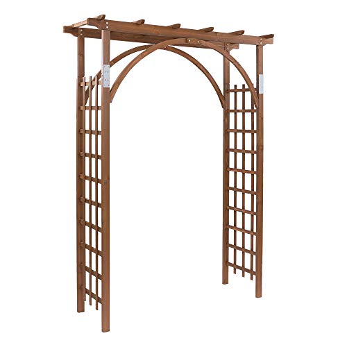 Outvita 7Ft Dark Brown Wooden Garden Arbor Arch Trellis - color: Dark Brown