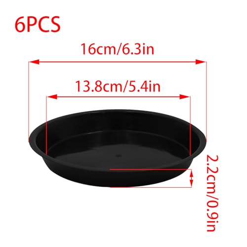 6 Pack 6 Inch Black Plant Saucers Plastic Drip Trays for Pots - color: Black, size: 6 Inch