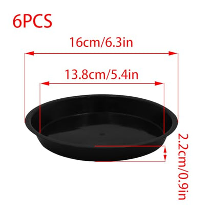6 Pack 6 Inch Black Plant Saucers Plastic Drip Trays for Pots - color: Black, size: 6 Inch