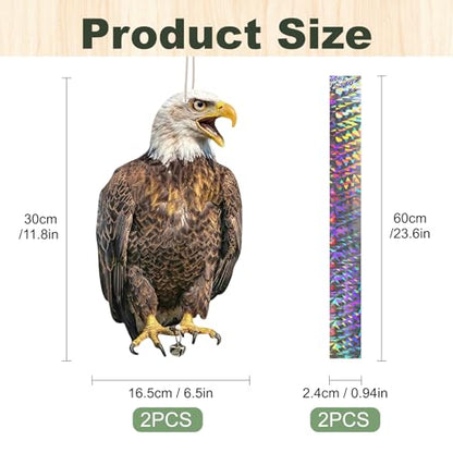 Fake Eagle to Keep Pigeon Woodpecker Away, 2 Pack Flat Cardboard Fake Eagle with Reflective Tape to Scare Animals Away for Outdoor Garden Balcony Window Patio Backyard - color: 2pcs-eagle