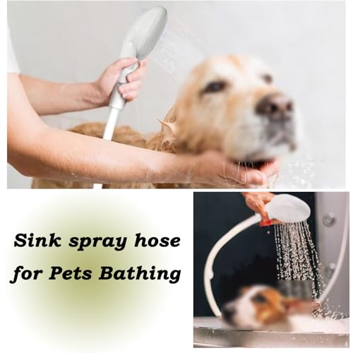 4m/13.12ft Sink Spray Rubber Hose Portable Faucet Sprayer Garden, Shampoo Sprayer Handheld Shower Head Spray Hose Attachment for Dog, Pets, Bathing Baby, Washing Hair, Rinsing Vegetables - color: White - 4m/13.12ft